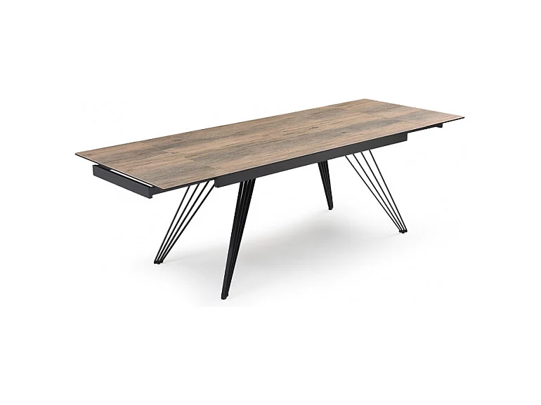 Table extensible 160/240 cm céramique effet bois pieds filaires - TEXAS 01