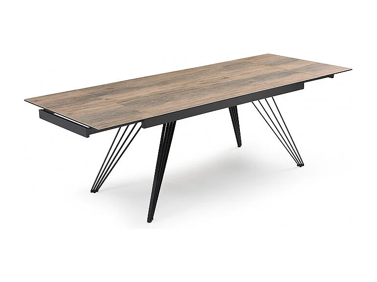 Table extensible 160/240 cm céramique effet bois pieds filaires - TEXAS 01