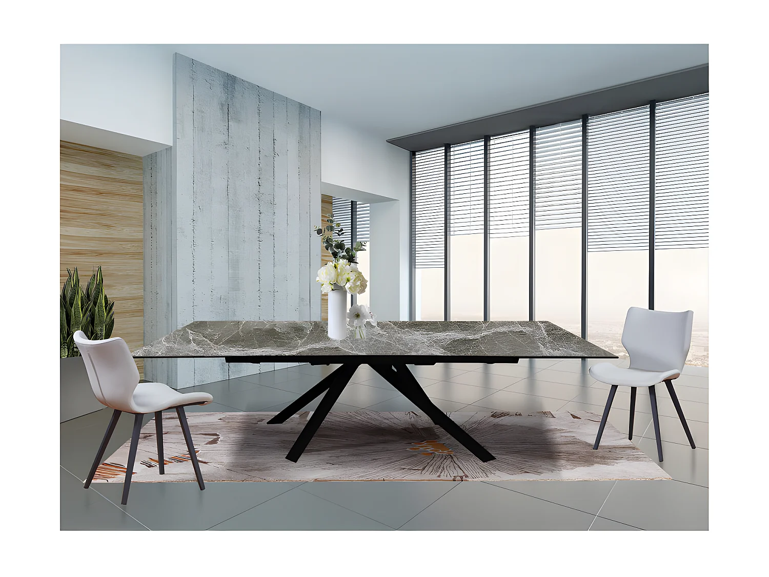 Table extensible 160 à 240 cm céramique gris marbré - CASSANDRA