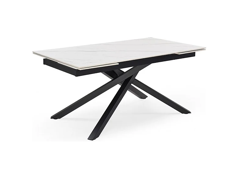 Table extensible 160/240 cm céramique blanc marbré pied torsadé - NEVADA 05