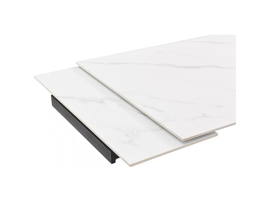 Table extensible 160/240 cm céramique blanc marbré pied torsadé - NEVADA 05