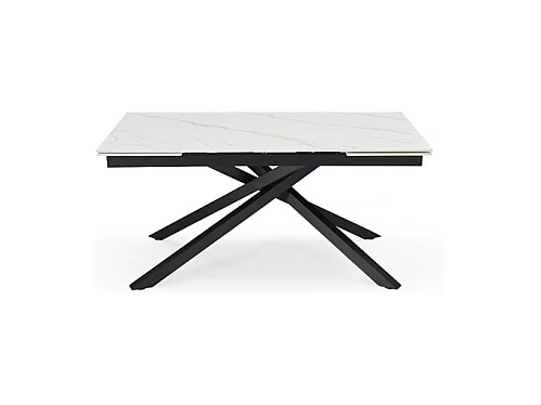 Table extensible 160/240 cm céramique blanc marbré pied torsadé - NEVADA 05