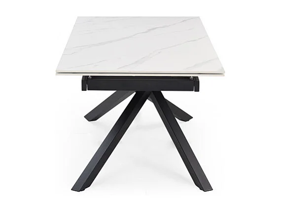 Table extensible 160/240 cm céramique blanc marbré pied torsadé - NEVADA 05