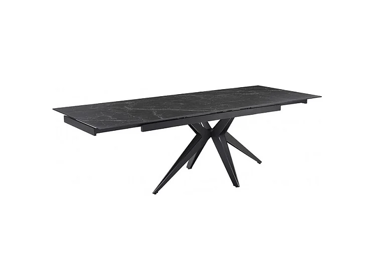 Table extensible 160/240 cm céramique noir marbré pied étoile - INDIANA 06
