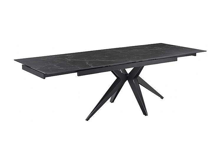 Table extensible 160/240 cm céramique noir marbré pied étoile - INDIANA 06