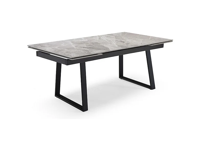 Table extensible 160/240 cm céramique gris marbré pied luge - DAKOTA 02