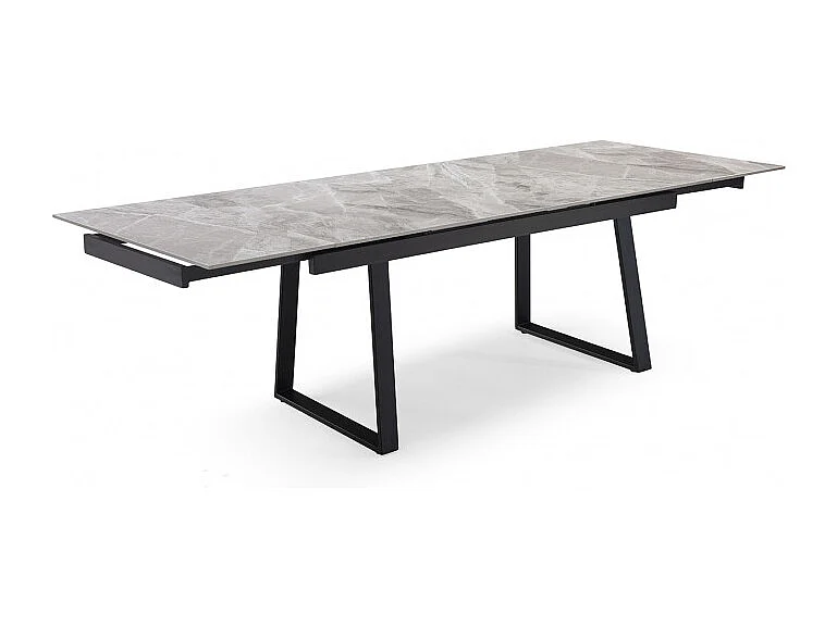 Table extensible 160/240 cm céramique gris marbré pied luge - DAKOTA 02