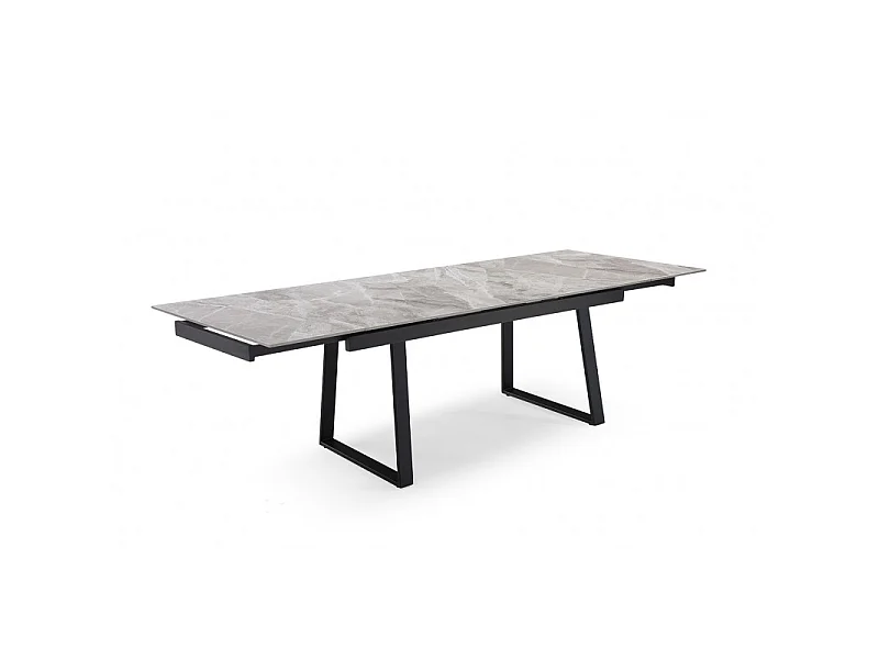 Table extensible 160/240 cm céramique gris marbré pied luge - DAKOTA 02