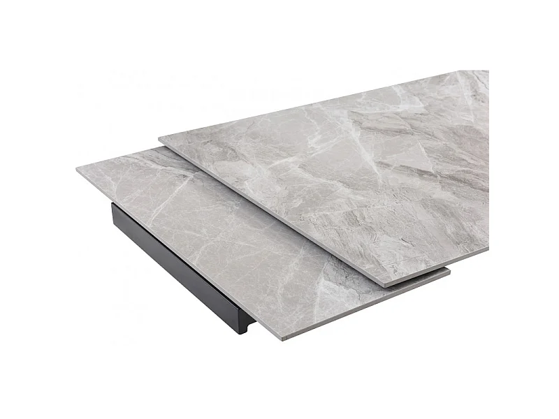 Table extensible 160/240 cm céramique gris marbré pied luge - DAKOTA 02