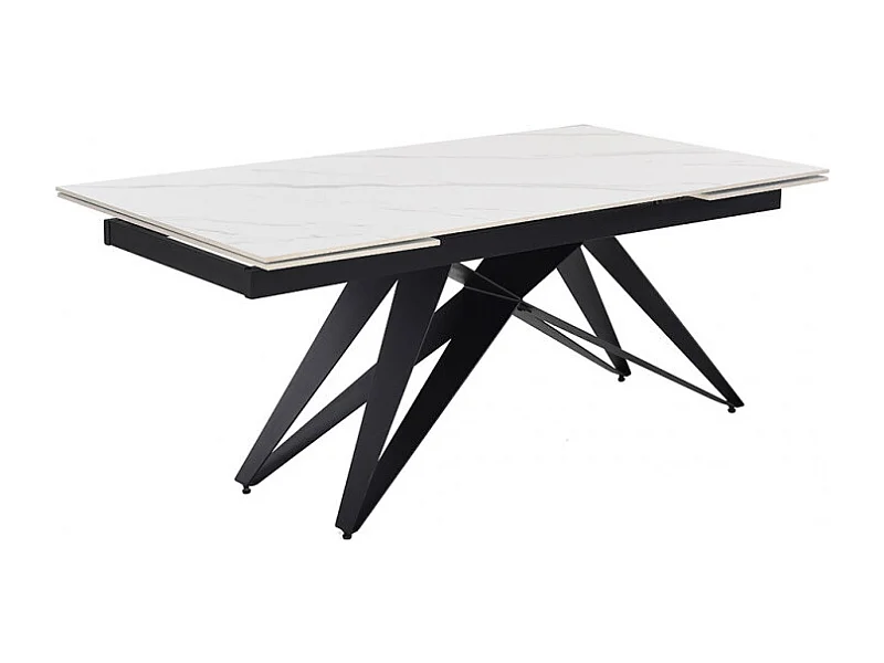 Table extensible 160/240 cm céramique blanc marbré pied géométrique - NEVADA 03