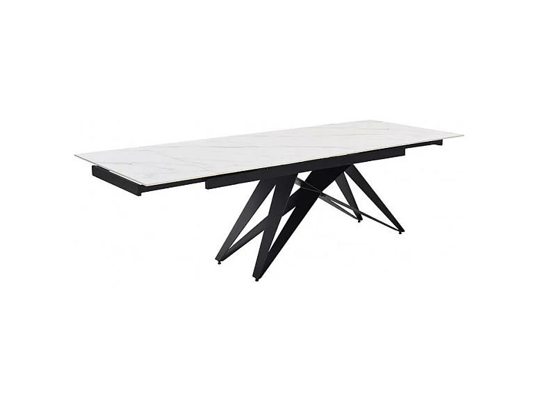 Table extensible 160/240 cm céramique blanc marbré pied géométrique - NEVADA 03