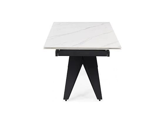 Table extensible 160/240 cm céramique blanc marbré pied géométrique - NEVADA 03