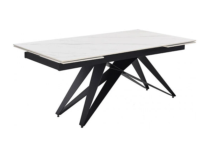 Table extensible 160/240 cm céramique blanc marbré pied géométrique - NEVADA 03