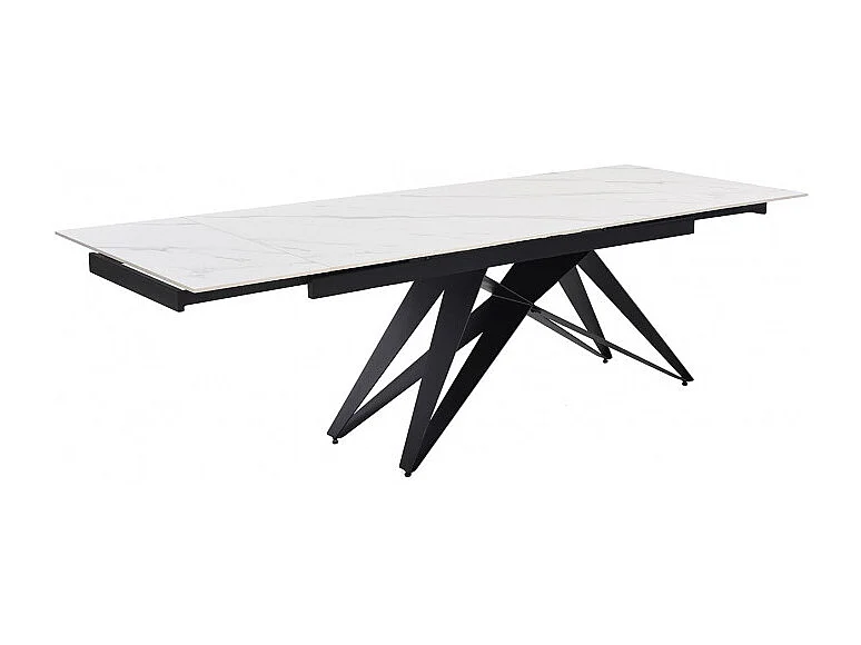 Table extensible 160/240 cm céramique blanc marbré pied géométrique - NEVADA 03