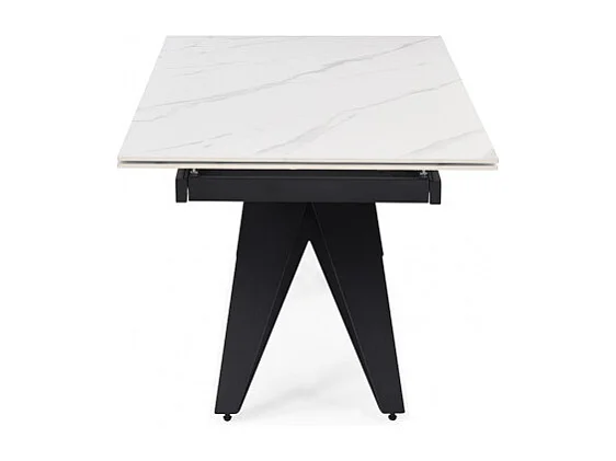 Table extensible 160/240 cm céramique blanc marbré pied géométrique - NEVADA 03