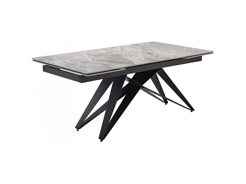 Table extensible 160/240 cm céramique gris marbré pied géométrique - DAKOTA 03
