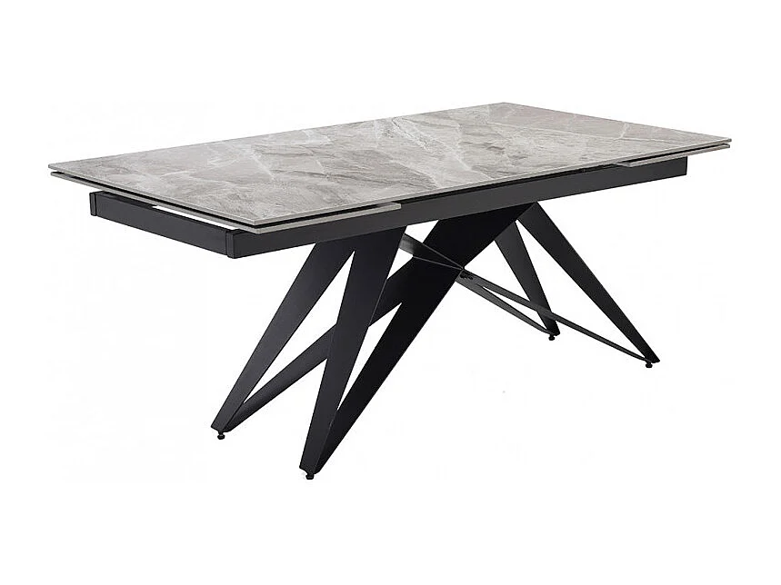 Table extensible 160/240 cm céramique gris marbré pied géométrique - DAKOTA 03