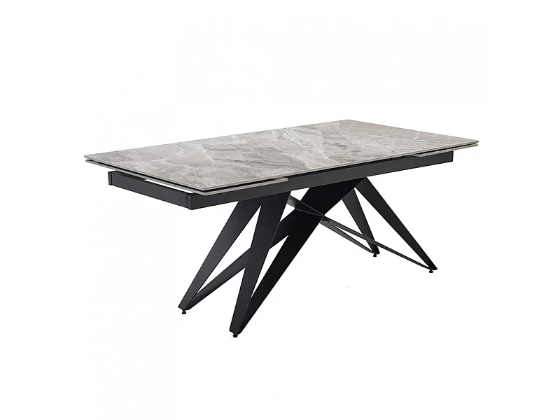 Table extensible 160/240 cm céramique gris marbré pied géométrique - DAKOTA 03