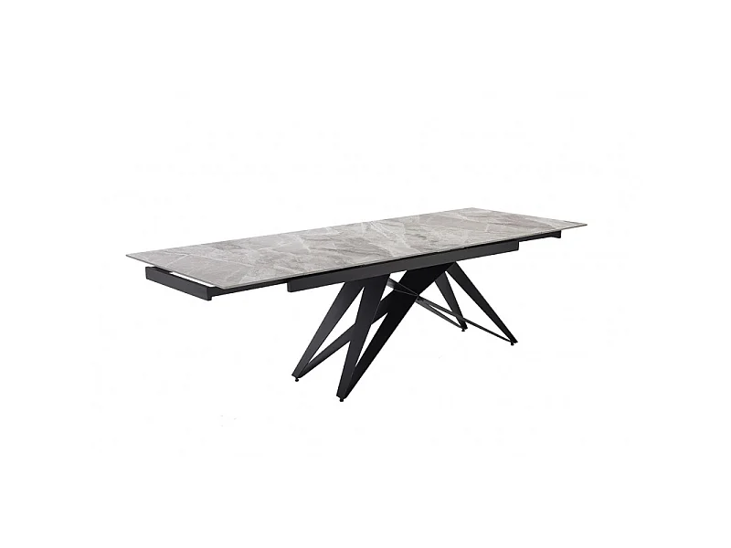 Table extensible 160/240 cm céramique gris marbré pied géométrique - DAKOTA 03
