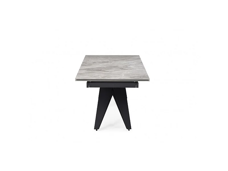 Table extensible 160/240 cm céramique gris marbré pied géométrique - DAKOTA 03