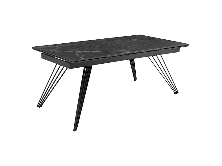 Table extensible 160/240 cm céramique noir marbré pied filaire - INDIANA 01