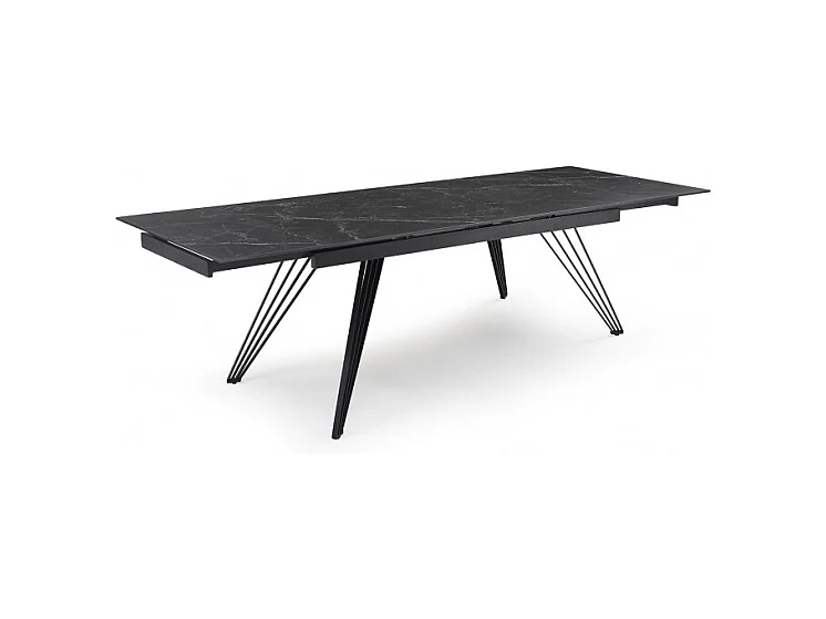 Table extensible 160/240 cm céramique noir marbré pied filaire - INDIANA 01