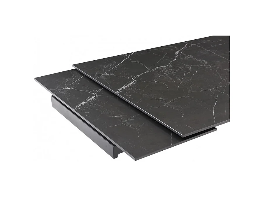 Table extensible 160/240 cm céramique noir marbré pied filaire - INDIANA 01