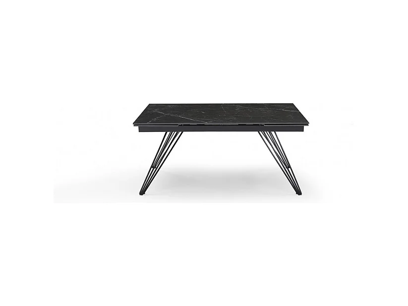 Table extensible 160/240 cm céramique noir marbré pied filaire - INDIANA 01