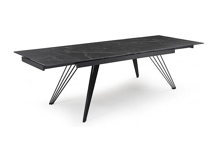 Table extensible 160/240 cm céramique noir marbré pied filaire - INDIANA 01