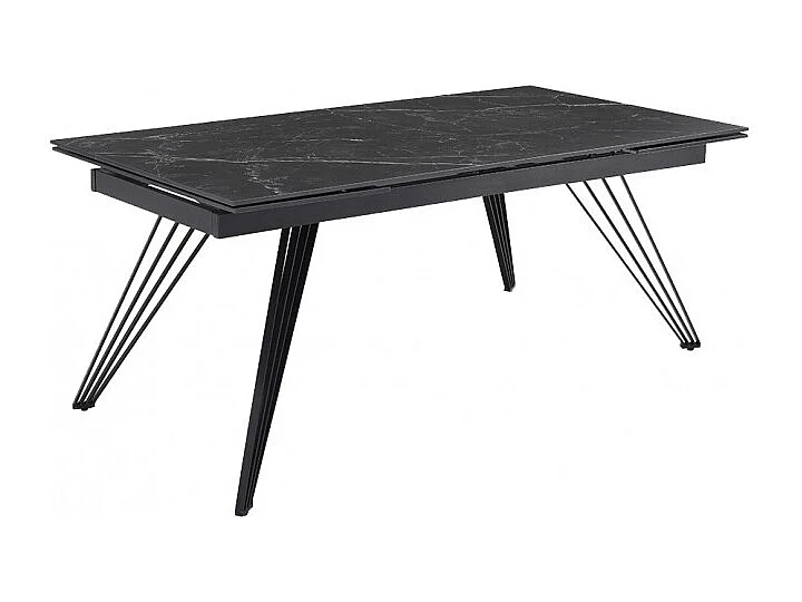 Table extensible 160/240 cm céramique noir marbré pied filaire - INDIANA 01