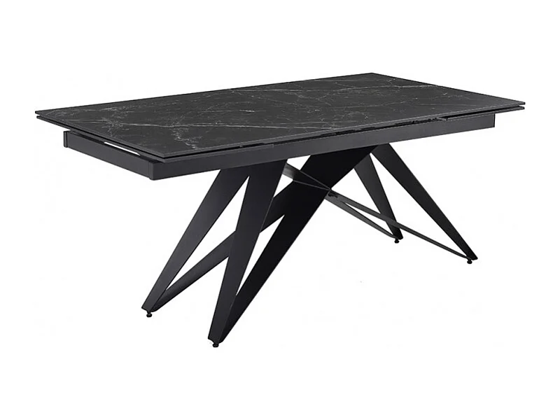 Table extensible 160/240 cm céramique noir marbré pied géométrique - INDIANA 03