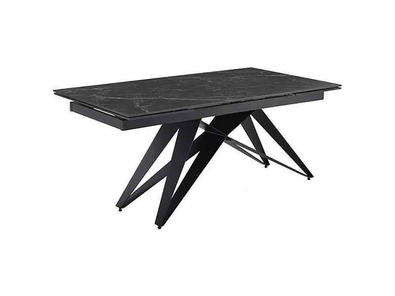 Table extensible 160/240 cm céramique noir marbré pied géométrique - INDIANA 03