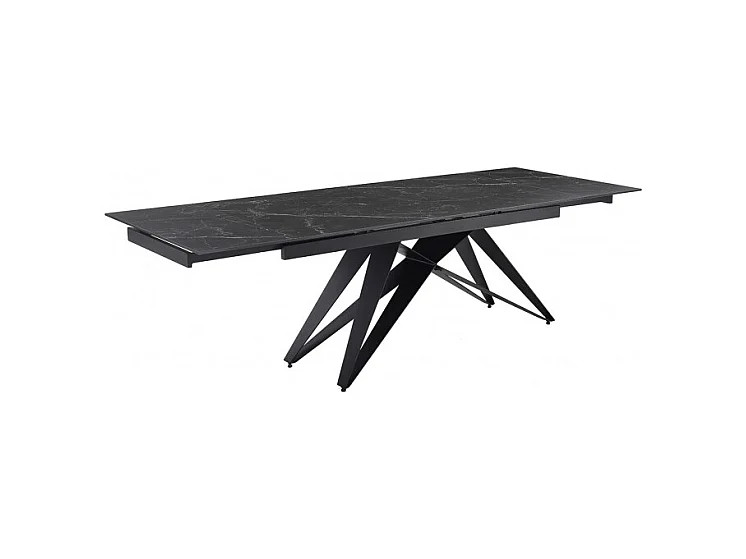 Table extensible 160/240 cm céramique noir marbré pied géométrique - INDIANA 03