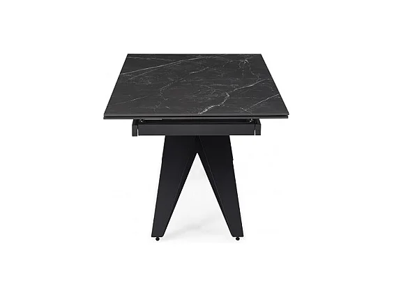 Table extensible 160/240 cm céramique noir marbré pied géométrique - INDIANA 03