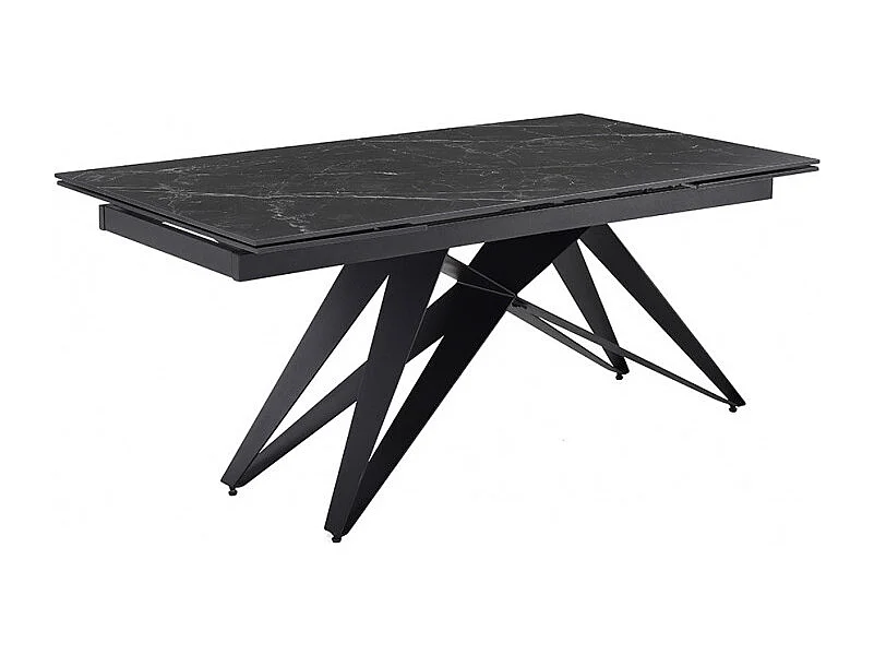 Table extensible 160/240 cm céramique noir marbré pied géométrique - INDIANA 03