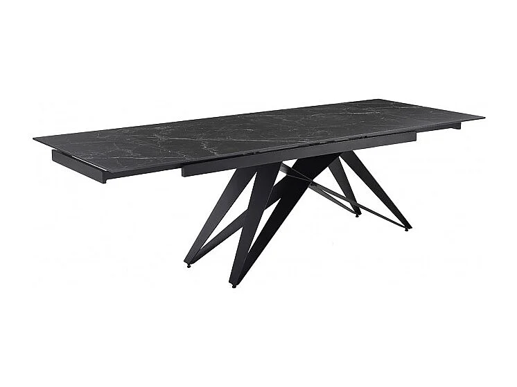 Table extensible 160/240 cm céramique noir marbré pied géométrique - INDIANA 03