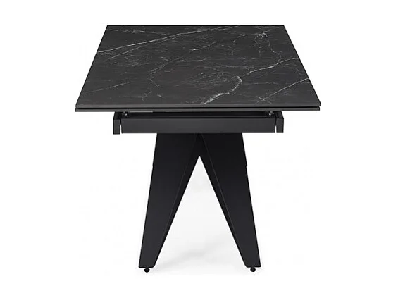 Table extensible 160/240 cm céramique noir marbré pied géométrique - INDIANA 03