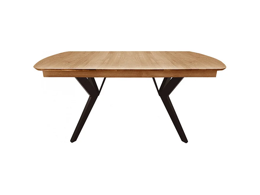 Table extensible plateau et piètement chêne massif 160/210 cm - NOLY