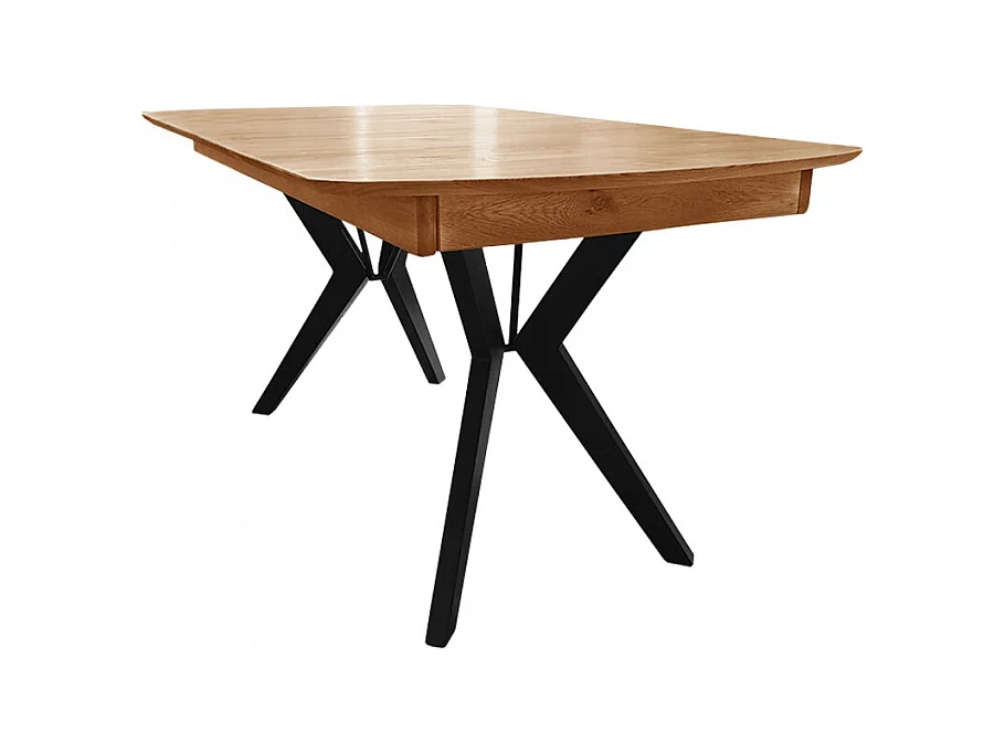 Table extensible plateau et piètement chêne massif 160/210 cm - NOLY
