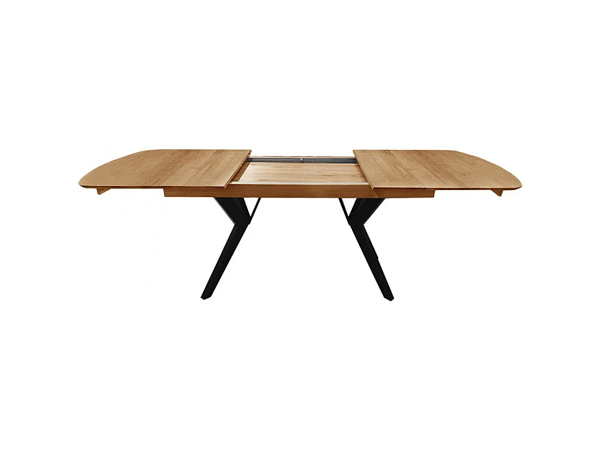 Table extensible plateau et piètement chêne massif 160/210 cm - NOLY