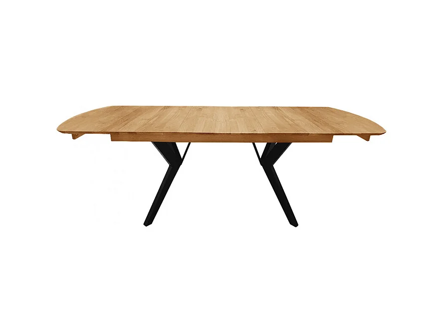Table extensible plateau et piètement chêne massif 160/210 cm - NOLY