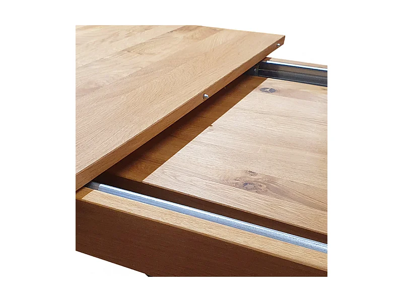 Table extensible plateau et piètement chêne massif 160/210 cm - NOLY