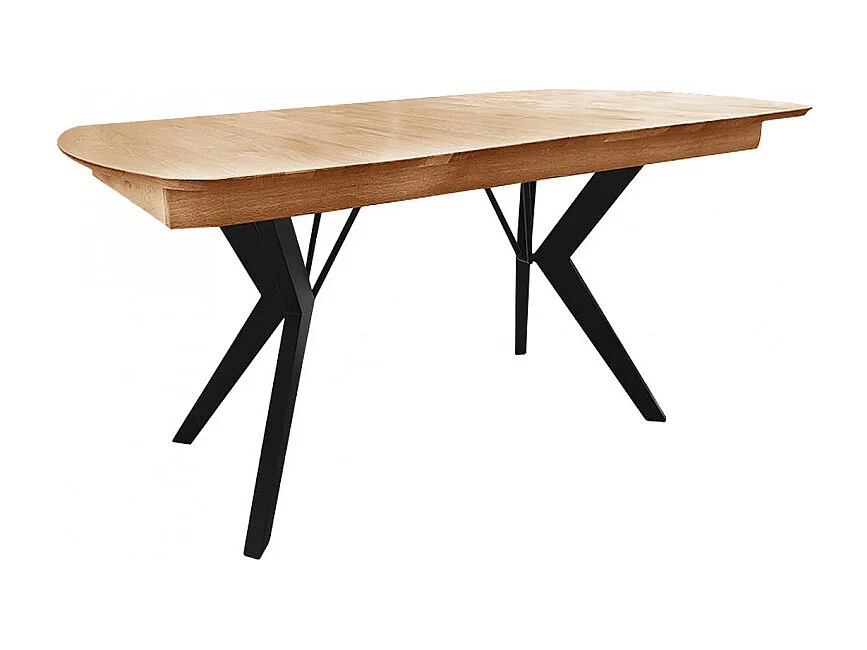 Table extensible plateau et piètement chêne massif 160/210 cm - NOLY