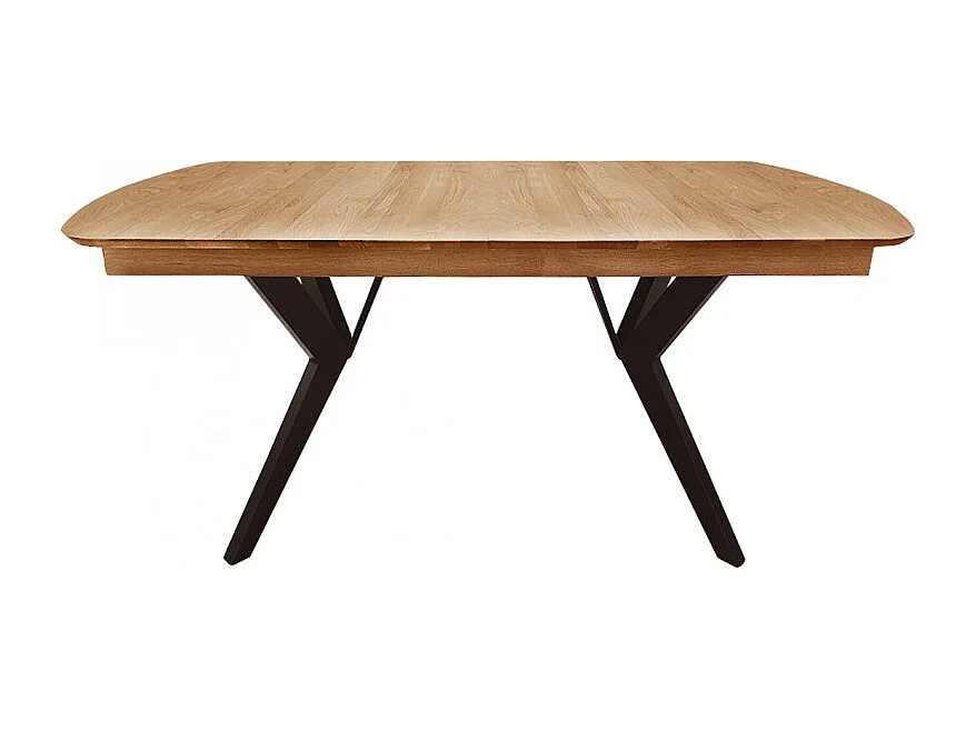 Table extensible plateau et piètement chêne massif 160/210 cm - NOLY