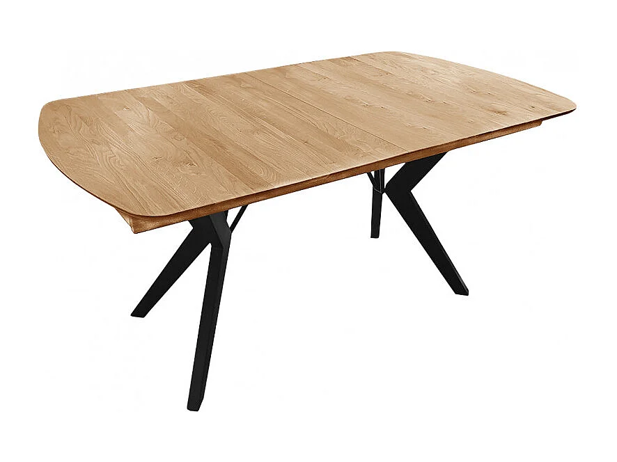 Table extensible plateau et piètement chêne massif 160/210 cm - NOLY