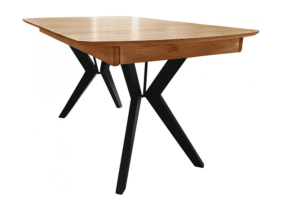 Table extensible plateau et piètement chêne massif 160/210 cm - NOLY