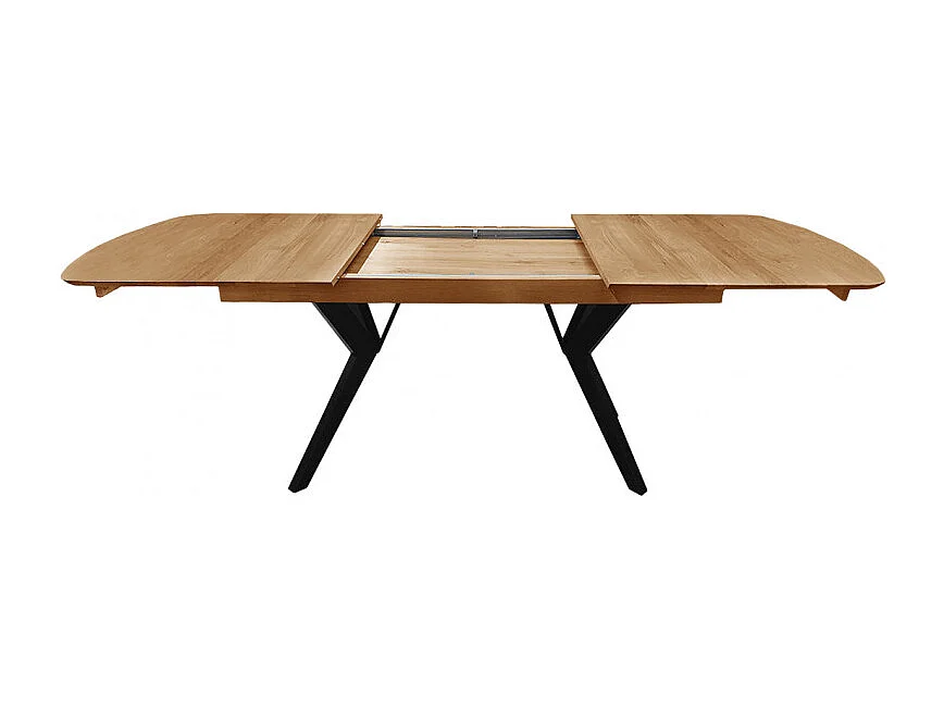 Table extensible plateau et piètement chêne massif 160/210 cm - NOLY