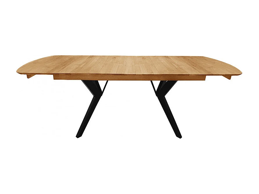 Table extensible plateau et piètement chêne massif 160/210 cm - NOLY