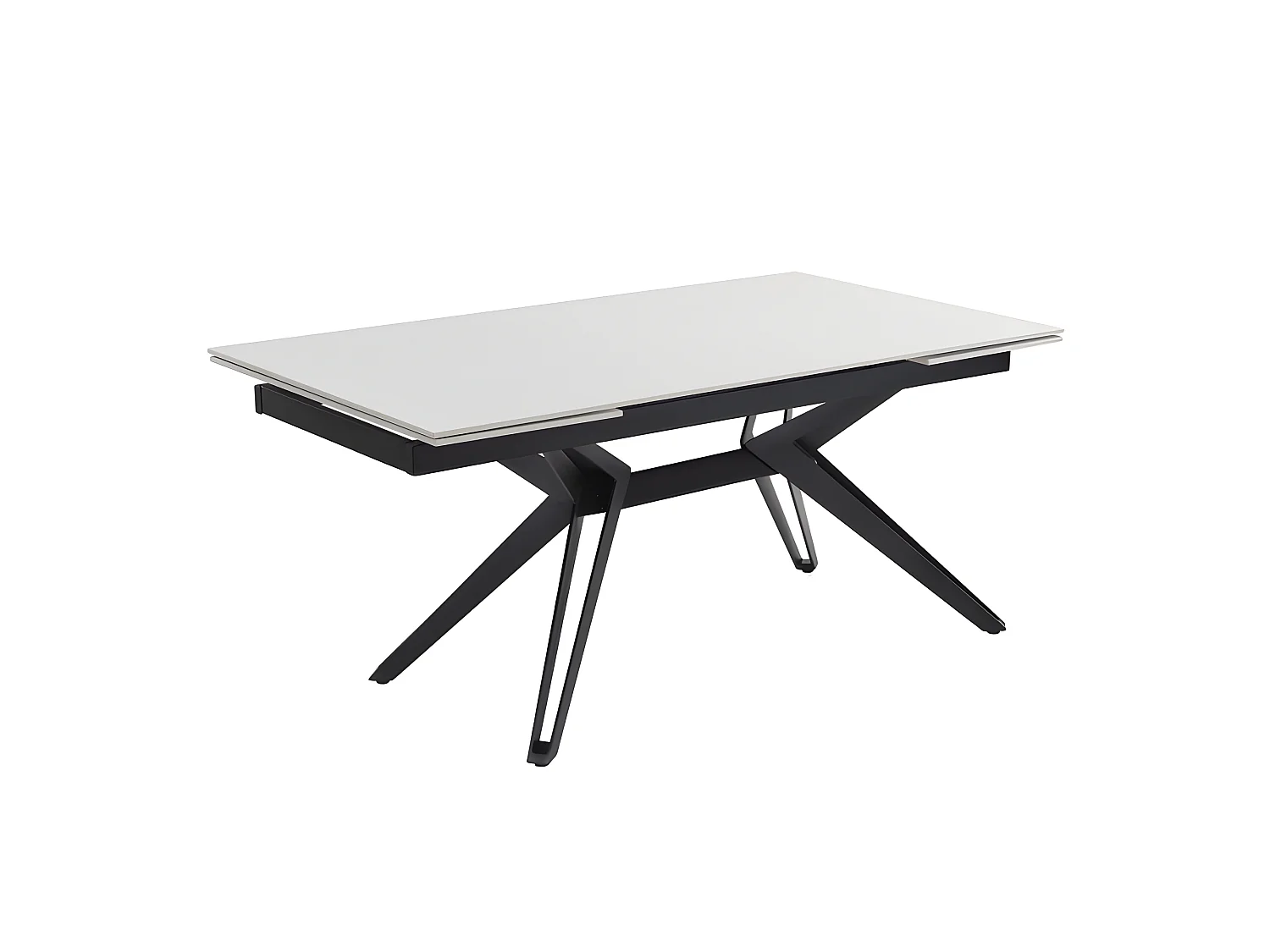Table extensible 160/240 cm céramique blanc pied trapèze - OREGON 07