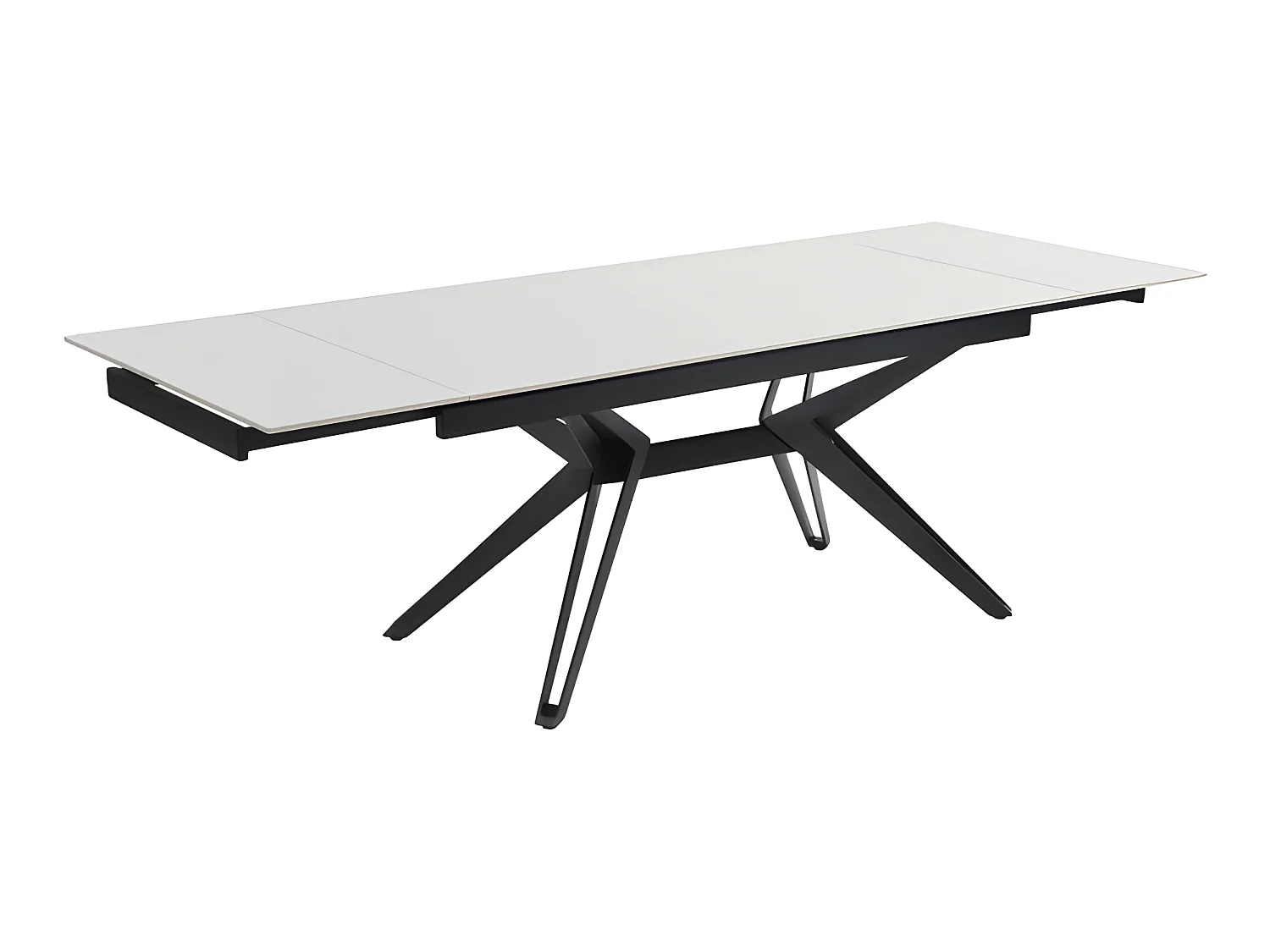Table extensible 160/240 cm céramique blanc pied trapèze - OREGON 07